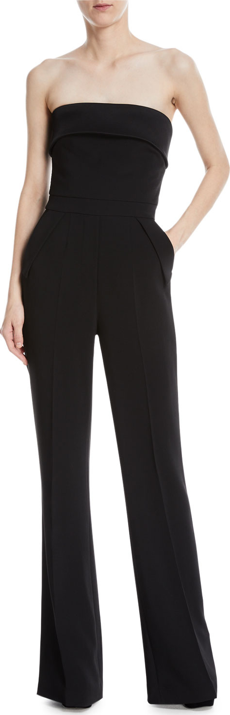 ELIE SAAB Strapless Wide-Leg Crepe Jumpsuit