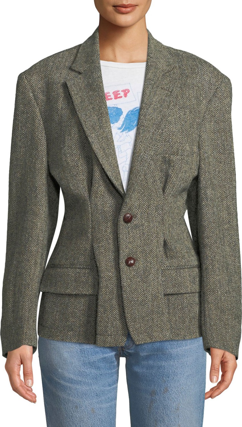 RE/DONE Reconstructed Herringbone Wool Blazer