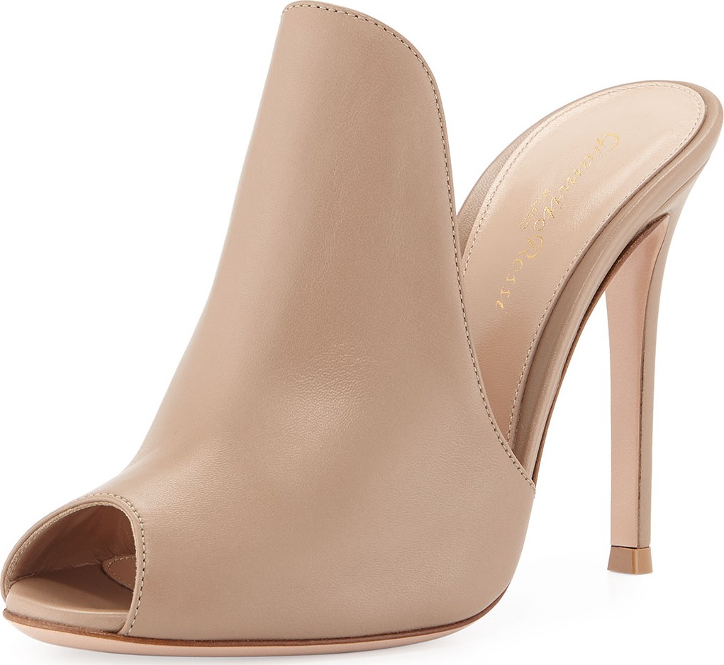 Gianvito Rossi High-Vamp Peep-Toe Mule Sandal