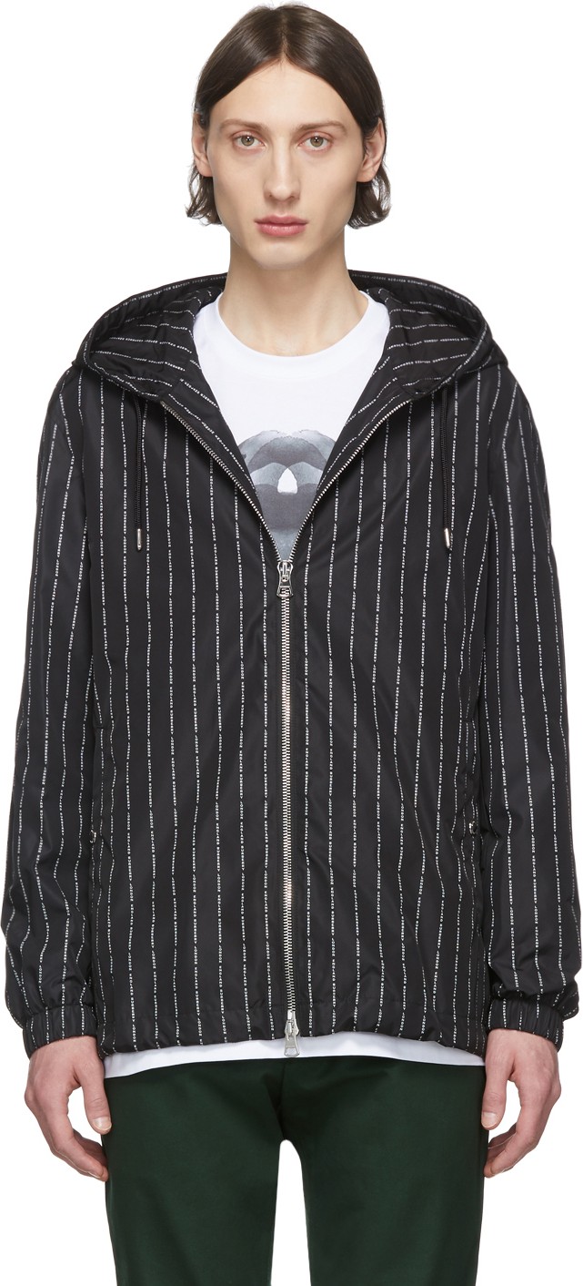 Burberry London England Black Logo Stripe Anorak Jacket