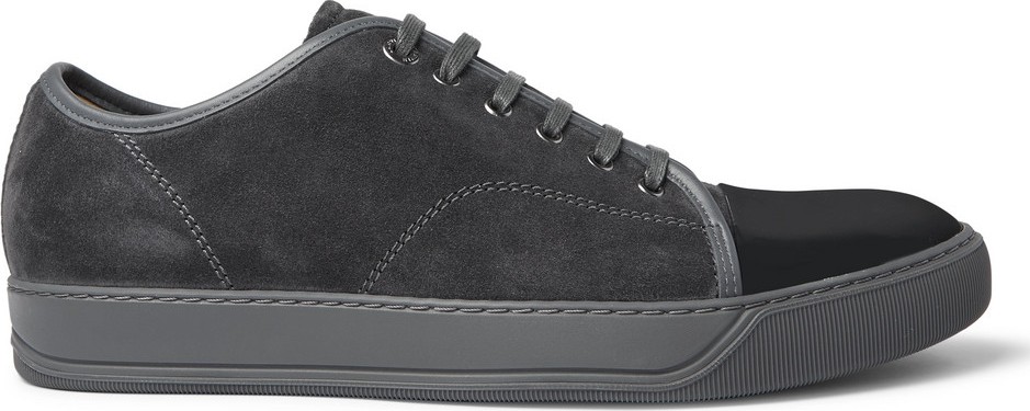Lanvin Cap-Toe Suede and Patent-Leather Sneakers
