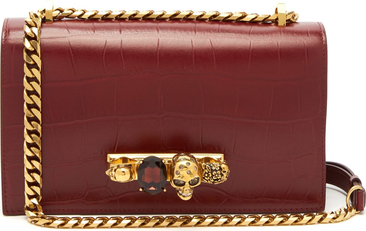 Alexander McQueen Crystal-embellished leather cross-body bag