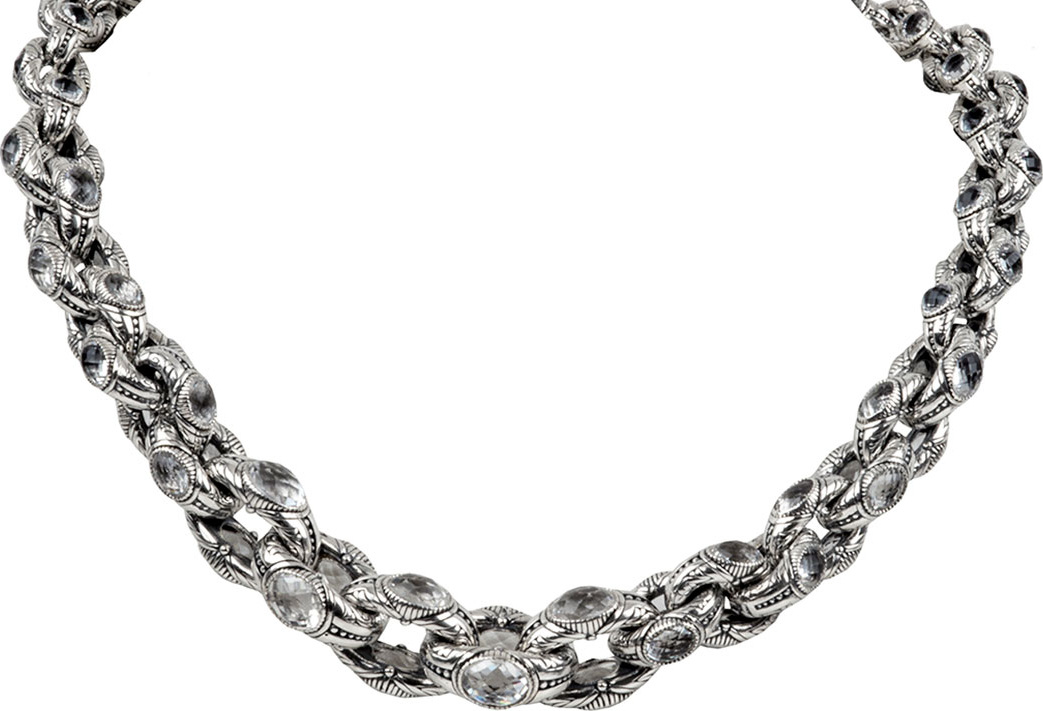 Konstantino Pythia Crystal-Link Silver Necklace
