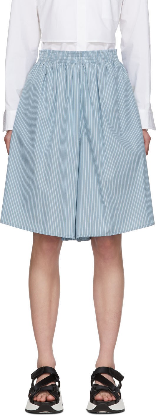 MM6 Maison Margiela Blue Long Stripe Shorts