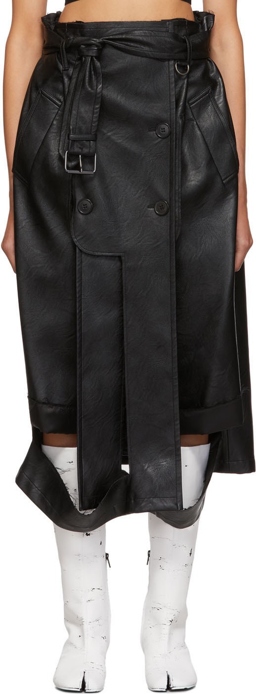 Maison Margiela Black Faux-Leather Skirt