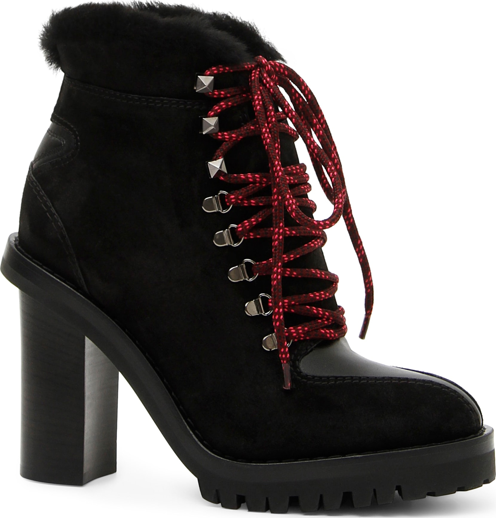 Valentino Trekking Ankle Bootie with Genuine Shearling Trim