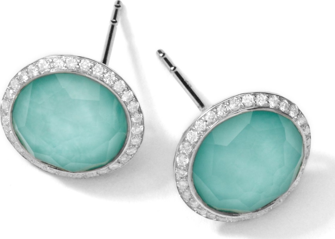IPPOLITA Stella Stud Earrings in Turquoise Double with Diamonds