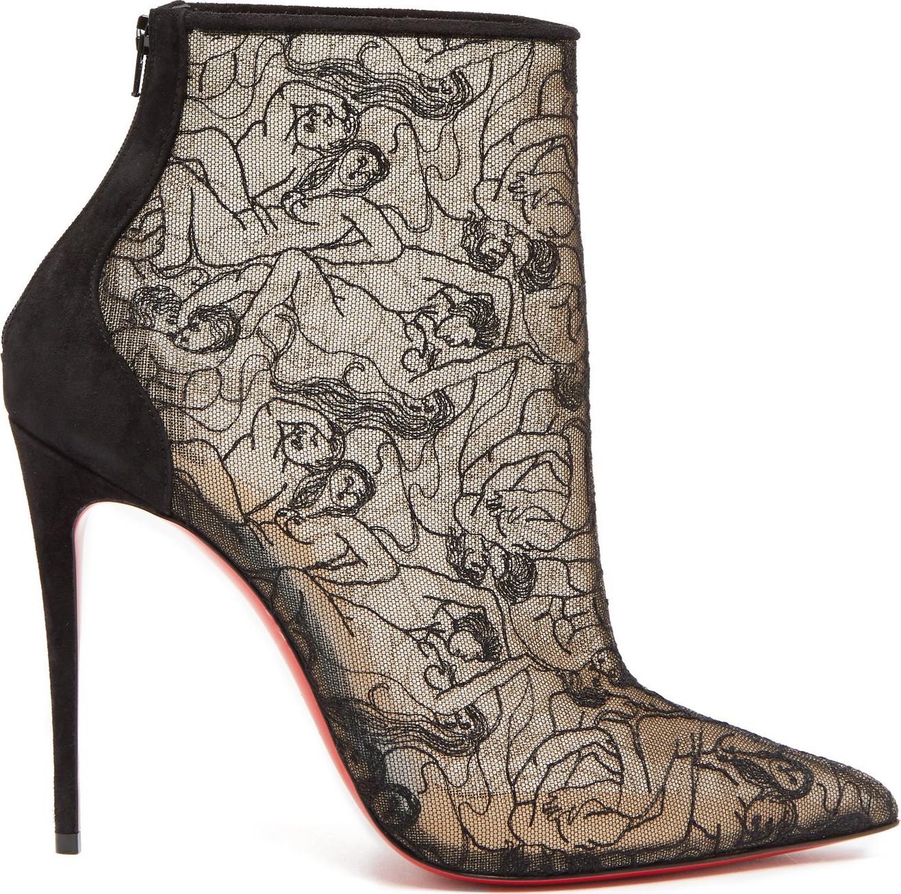 Christian Louboutin Psybootie 100 embroidered mesh ankle boots