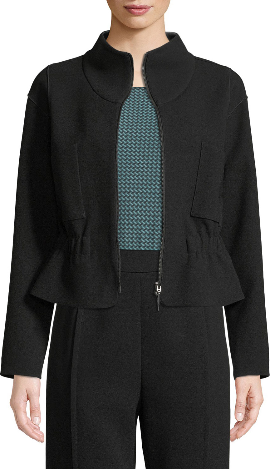 Emporio Armani Zip-Front Crepe Sport Jacket