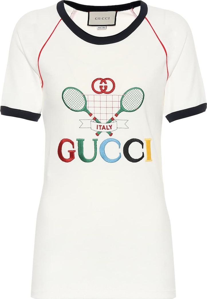 Gucci Embroidered cotton-jersey T-shirt