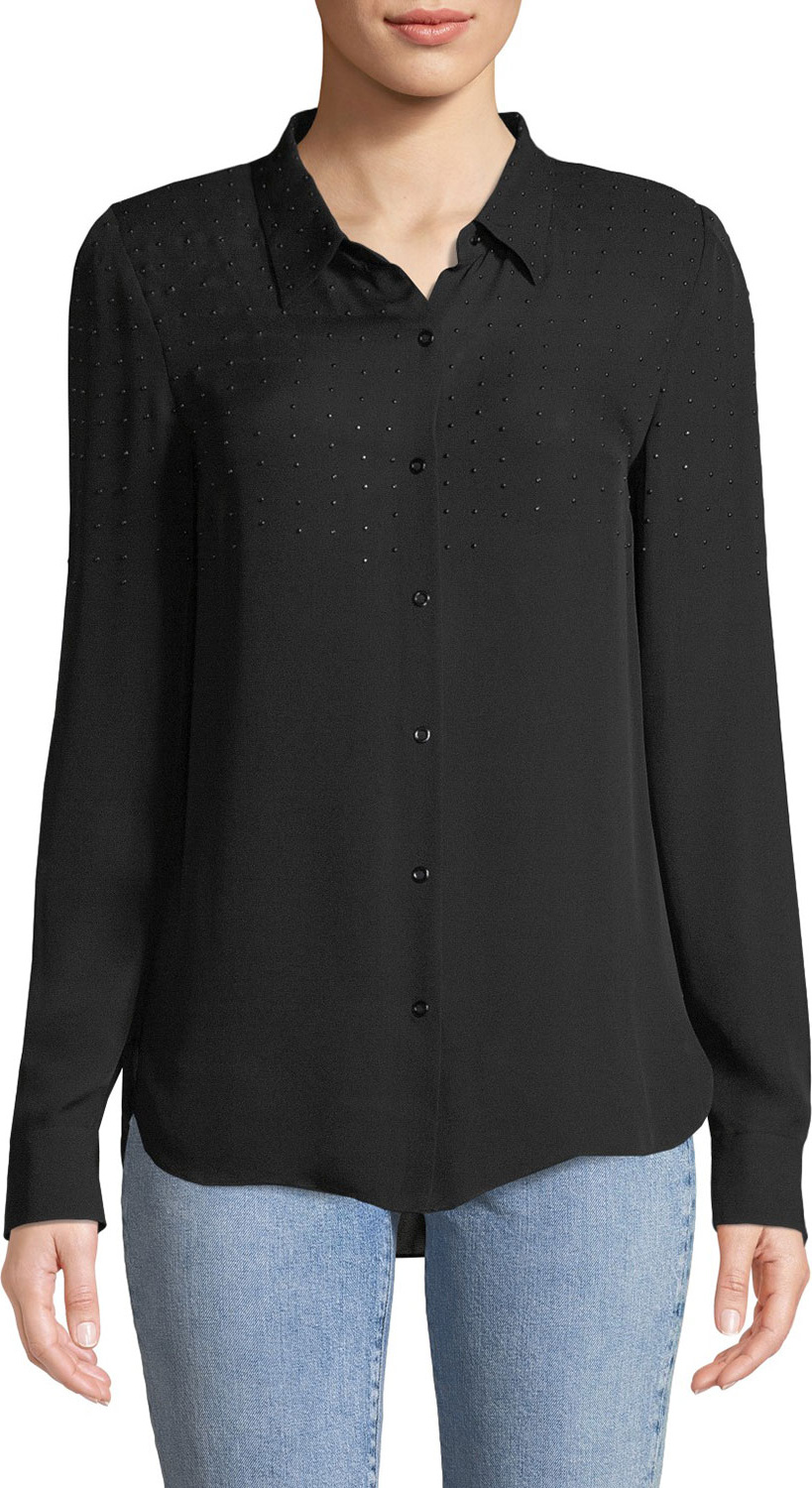 Elie Tahari Macklyn Embellished Silk Blouse