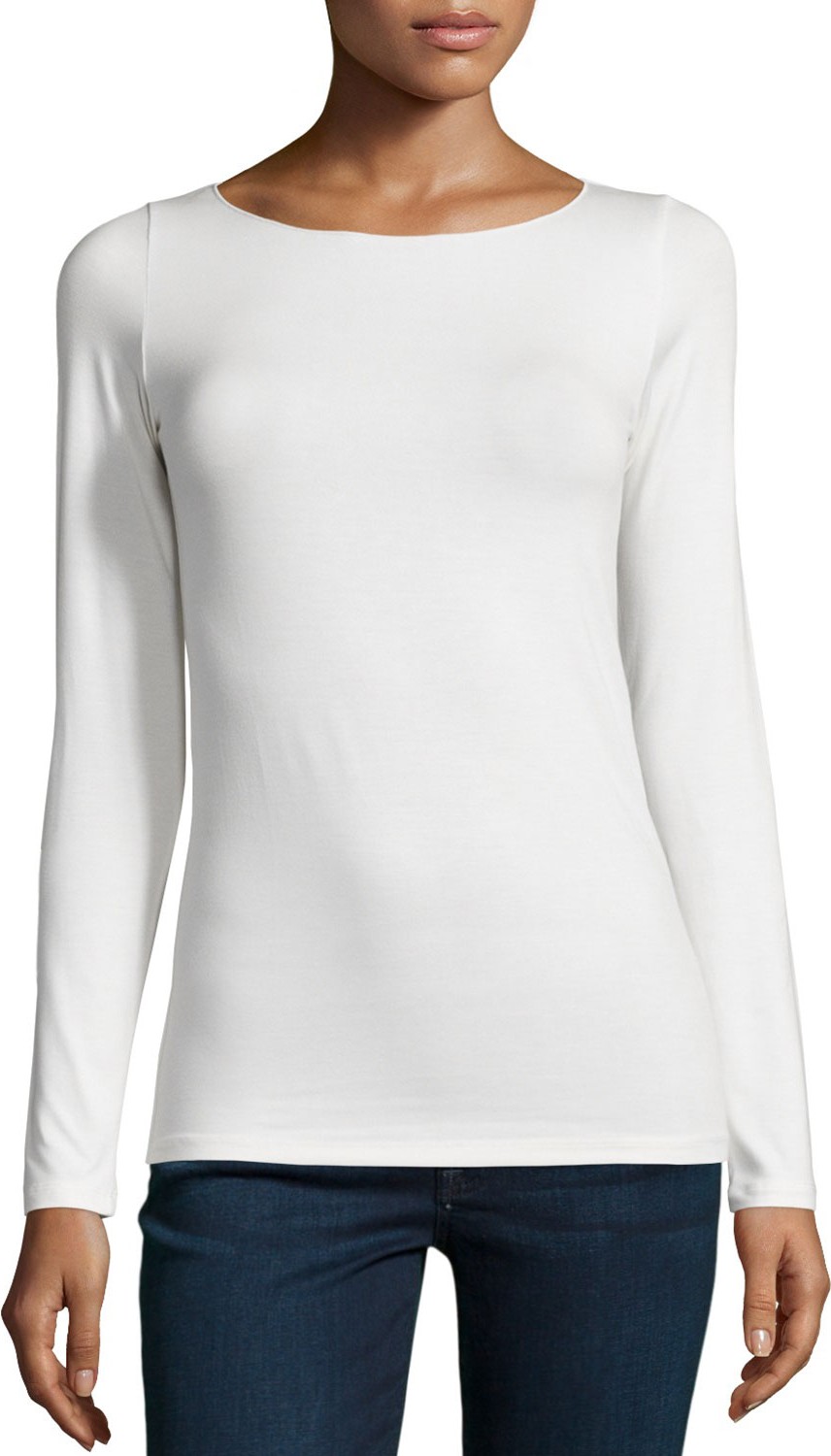 Majestic Soft Touch Marrow-Edge Long-Sleeve Top