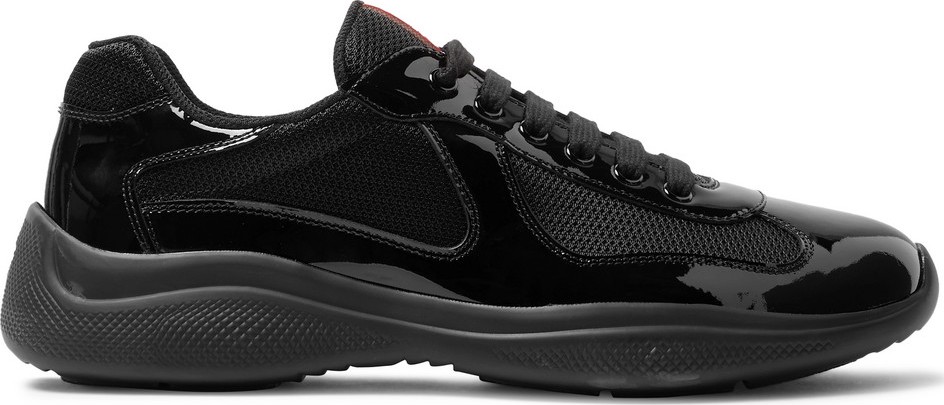 Prada America's Cup Patent-Leather and Mesh Sneakers