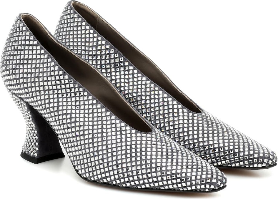 Bottega Veneta Crystal-embellished leather pumps