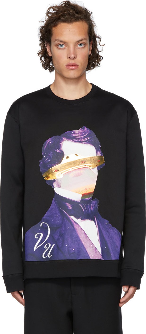 Valentino Black Undercover Edition V Face UFO Print Sweatshirt