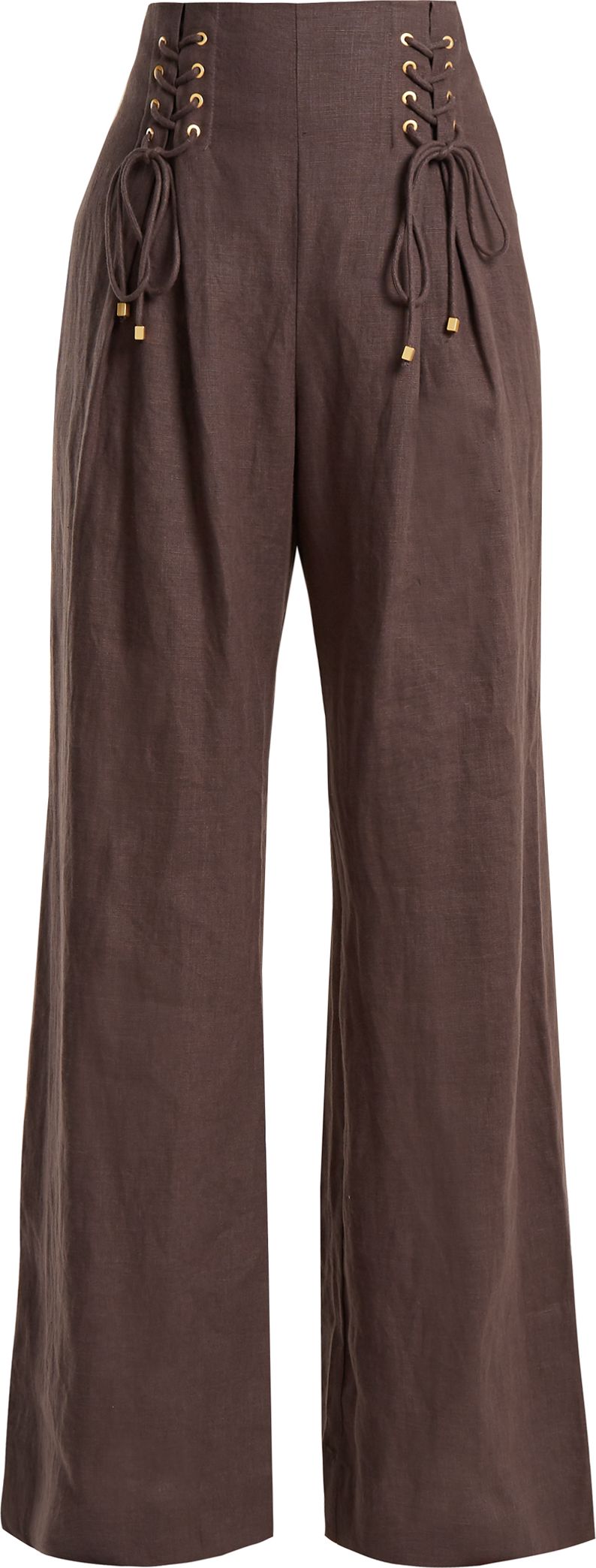 Zimmermann Painted Heart wide-leg lace-up linen trousers