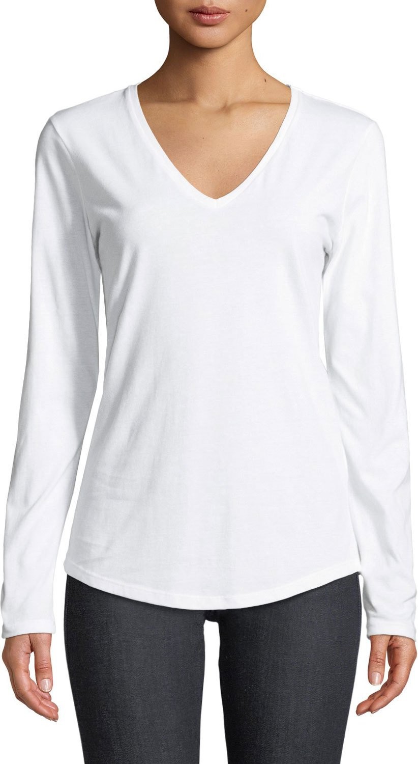 Majestic Deluxe Viscose Jersey Long-Sleeve V-Neck Tee