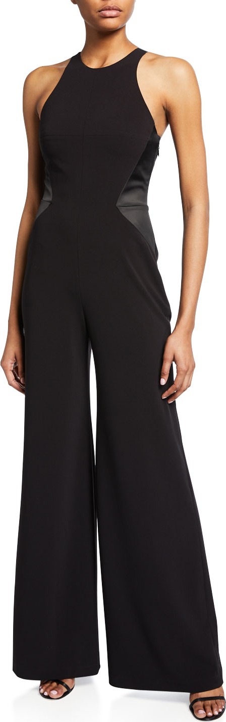 HALSTON HERITAGE Sleeveless Halter-Neck Jumpsuit with Strap Detail