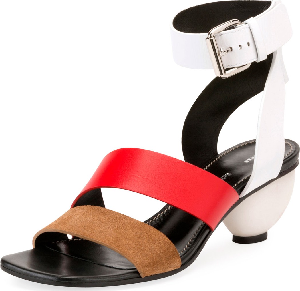 Proenza Schouler Colorblock Suede and Leather Ball-Heel Sandals