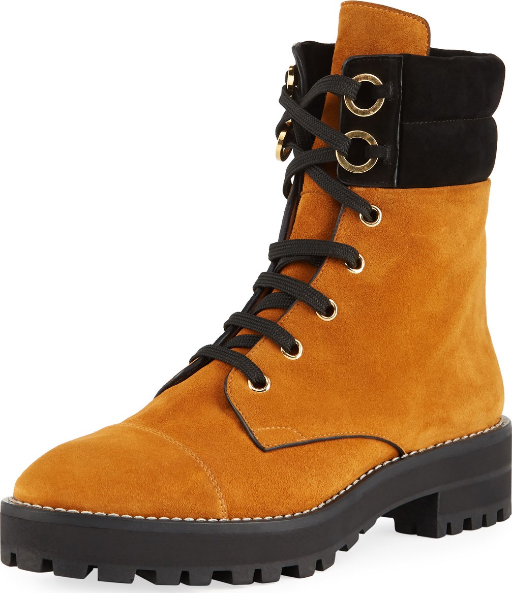 Stuart Weitzman Lexy Suede Lace-Up Hiker Boots