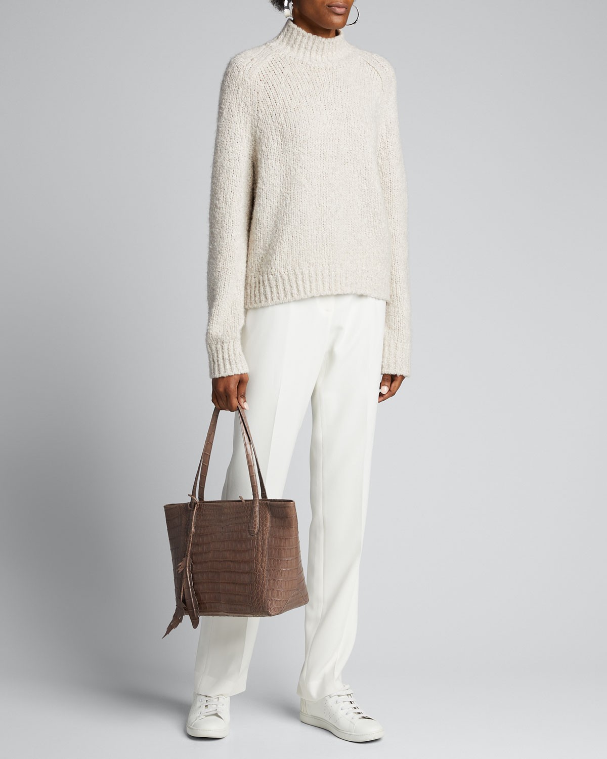 Vince Textured Saddle Sleeve Turtleneck Wool Sweater