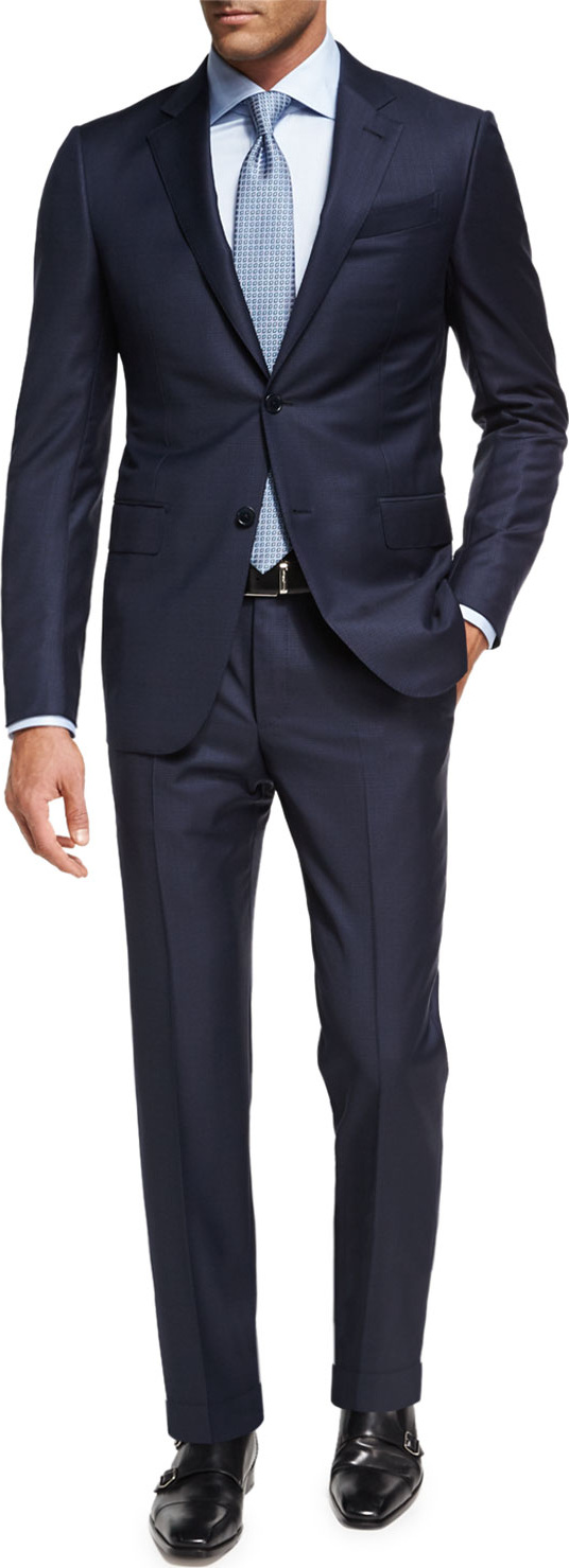 Ermenegildo Zegna Trofeo® Wool Textured Two-Piece Suit, Navy