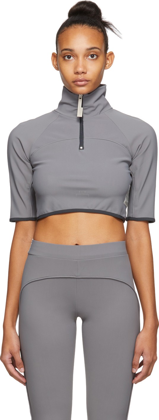 A-Cold-Wall* Grey Raglan Crop Zip-Up Turtleneck
