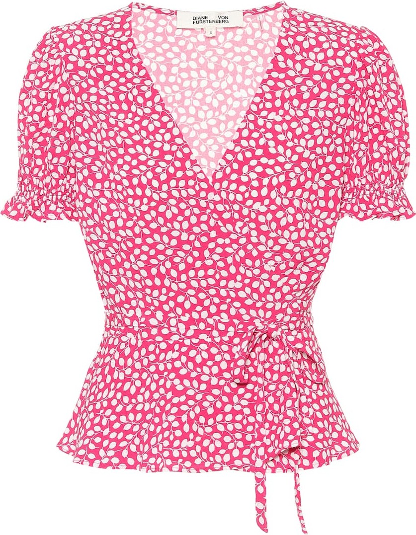 DIANE von FURSTENBERG Emilia floral crêpe wrap top