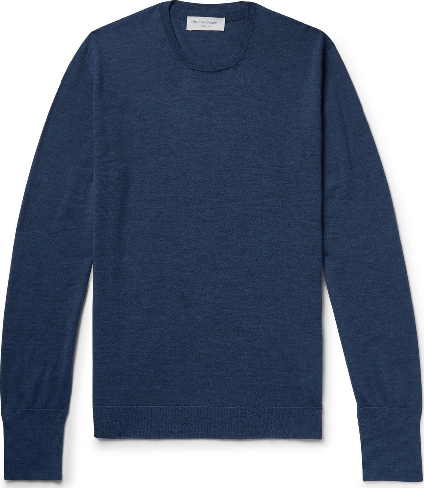 Officine Générale Slim-Fit Wool and Silk-Blend Sweater