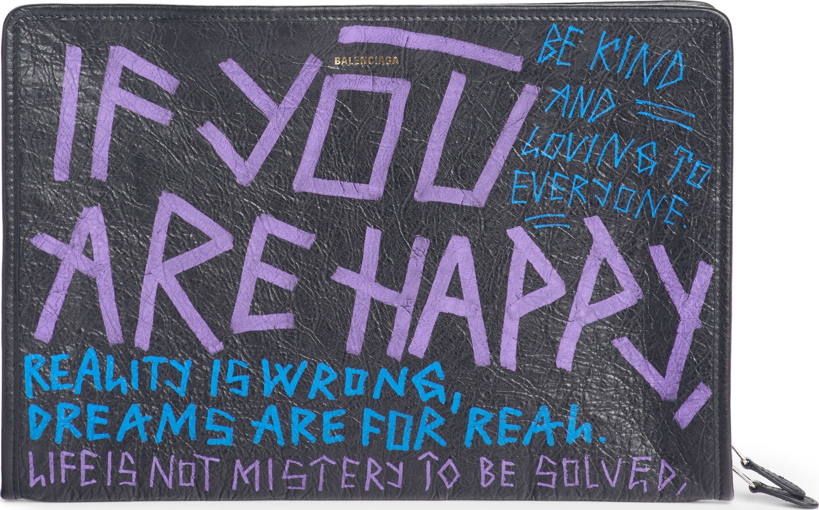 Balenciaga Bazar Graffiti Leather Pouch