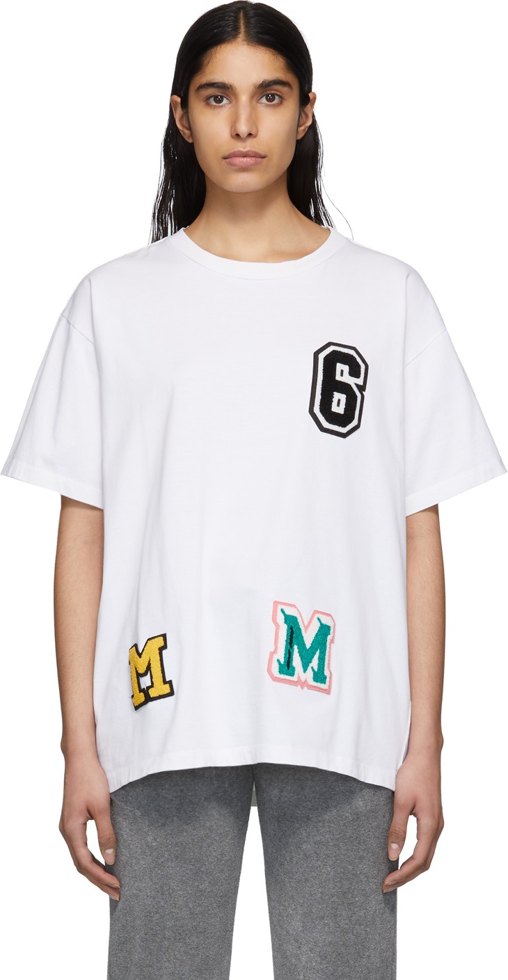 MM6 Maison Margiela White Logo Patchwork T-Shirt