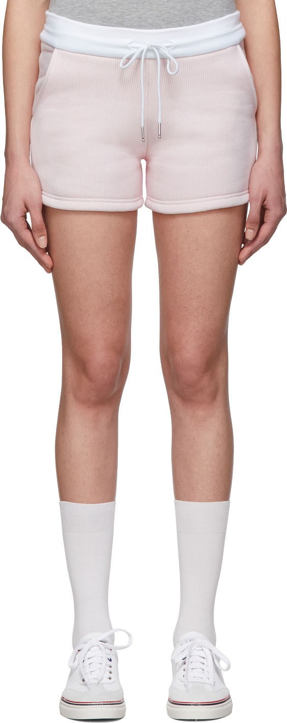 Thom Browne Pink & White Striped Shorts