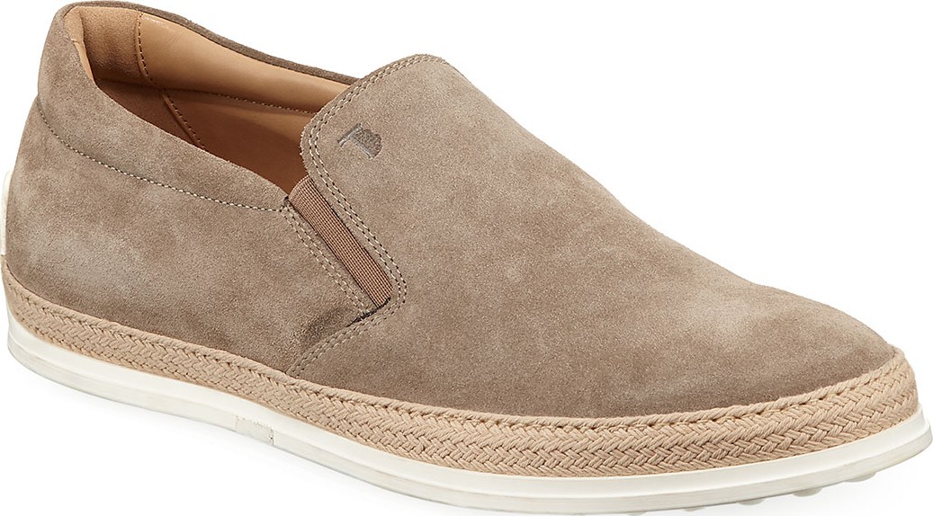 Tod's Suede Espadrille Slip-On Sneaker, Tan