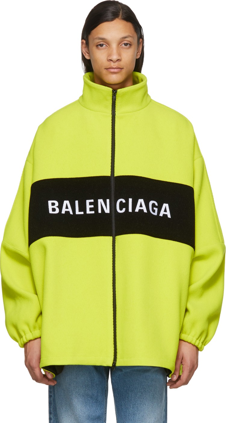 Balenciaga Yellow Wool Logo Zip-Up Jacket