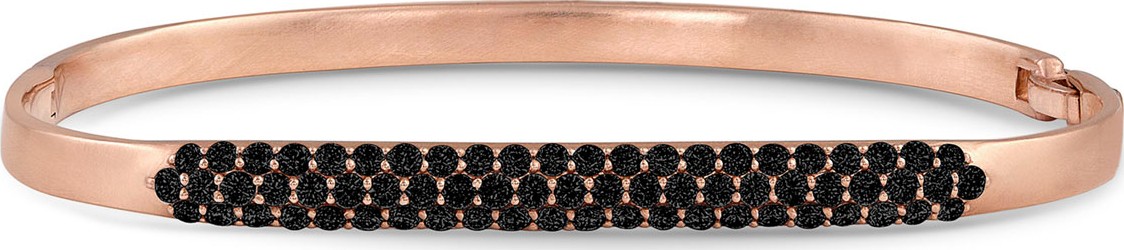Dominique Cohen 18k Rose Gold Black Diamond Hinged Huggie Bangle Bracelet