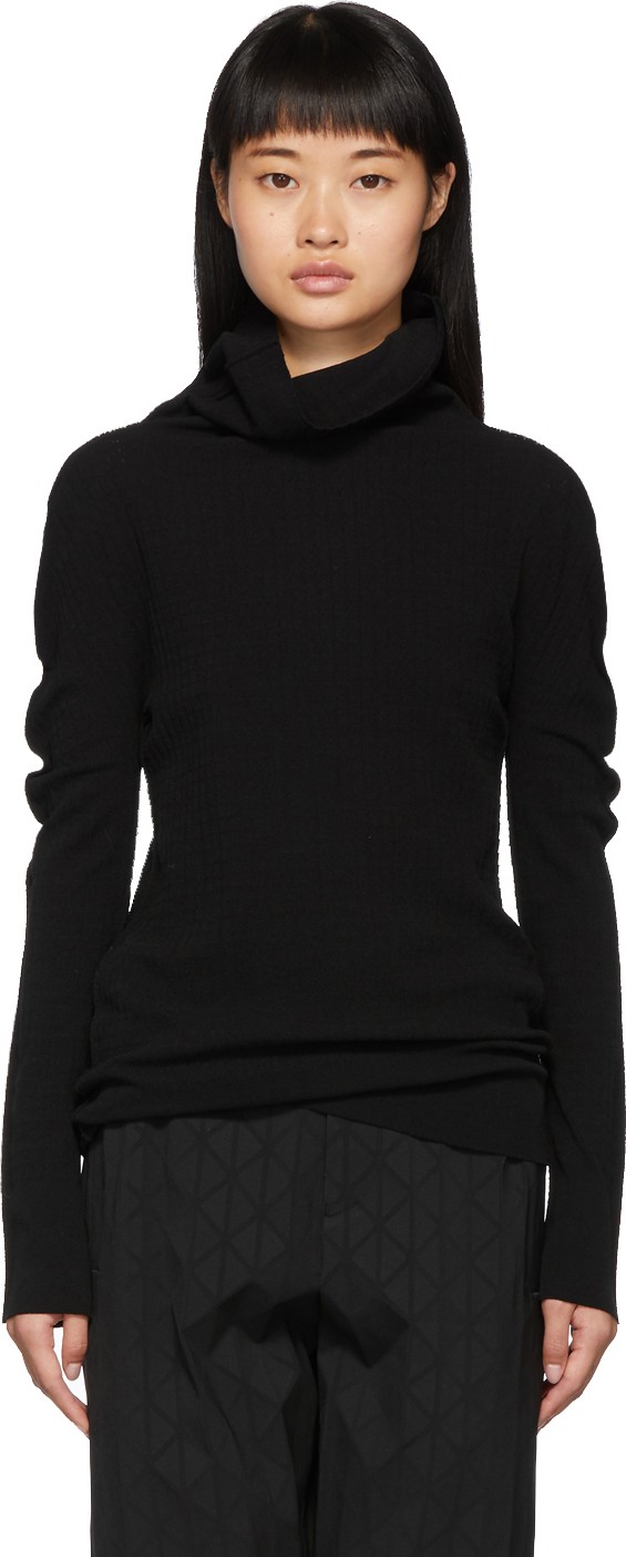 Issey Miyake Black Waffle AP Turtleneck