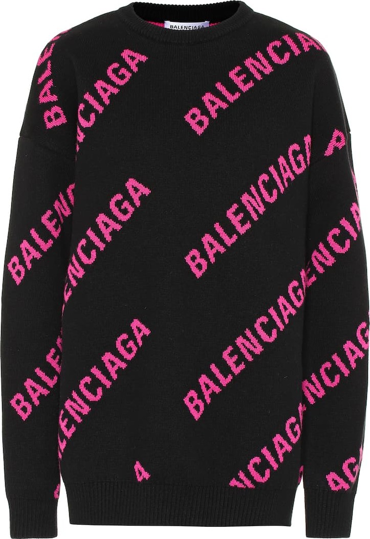 Balenciaga Allover Logo wool-blend sweater
