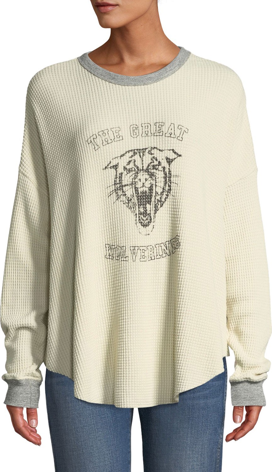 THE GREAT. The Circle Thermal Graphic Long-Sleeve Sweater