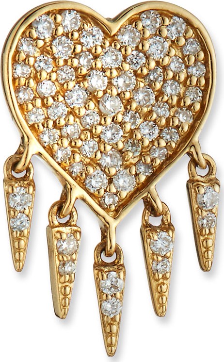 Sydney Evan 14k Diamond Heart & Fringe Stud Earring, Single
