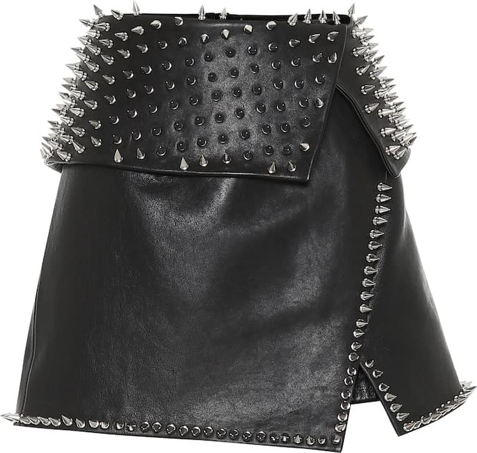 Balmain Studded leather miniskirt