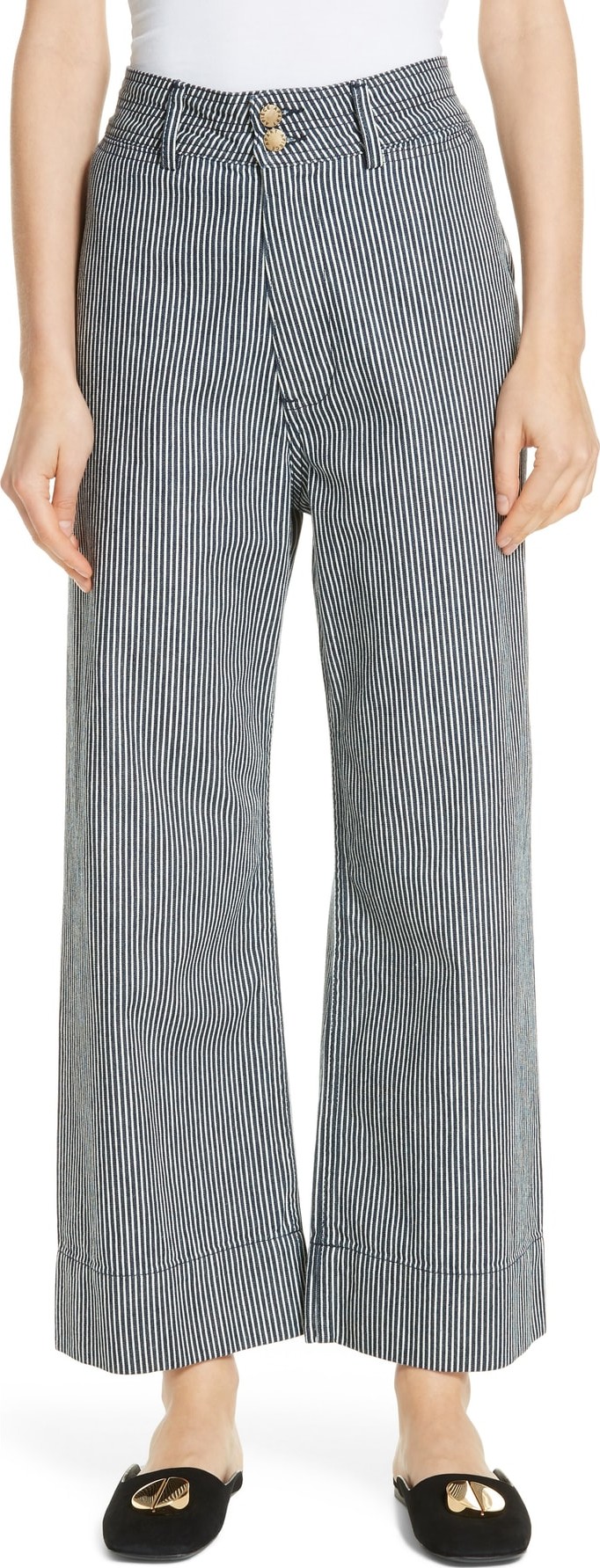 APIECE APART Merida Stripe Denim Wide Leg Pants