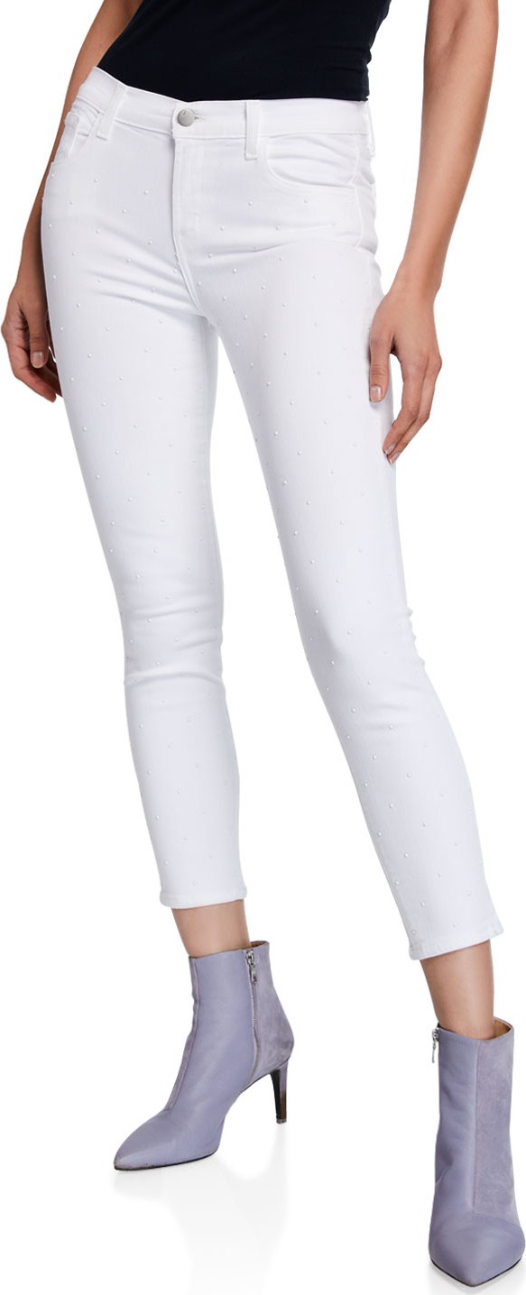 J BRAND 835 Mid-Rise Studded Crop Skinny Jeans