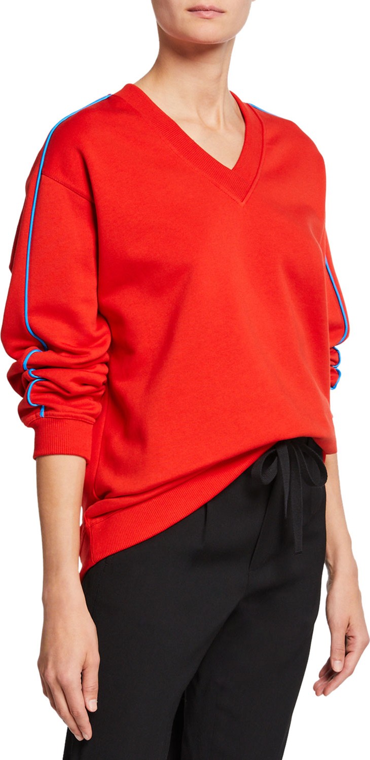 KENZO Oversized V-Neck Logo Pullover Sweatshirt