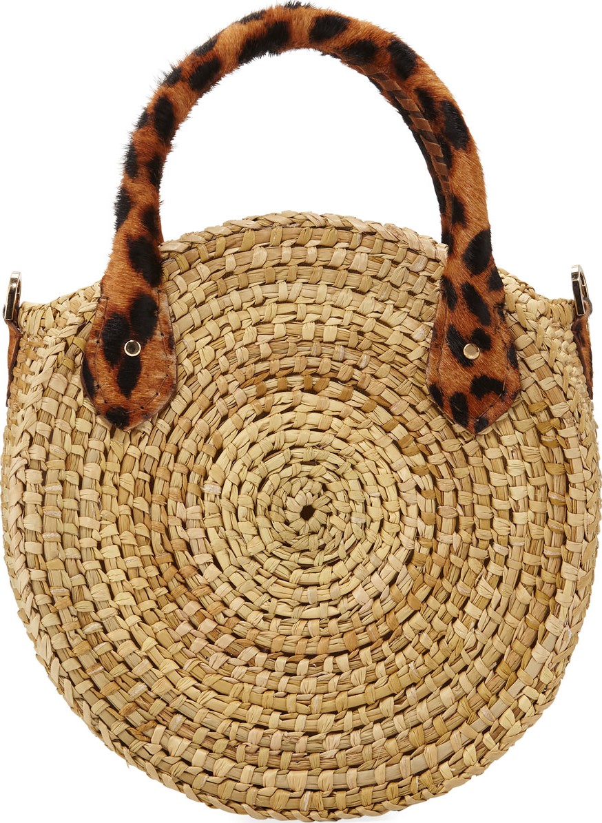 Poolside Le Circle Leopard Top Handle Bag