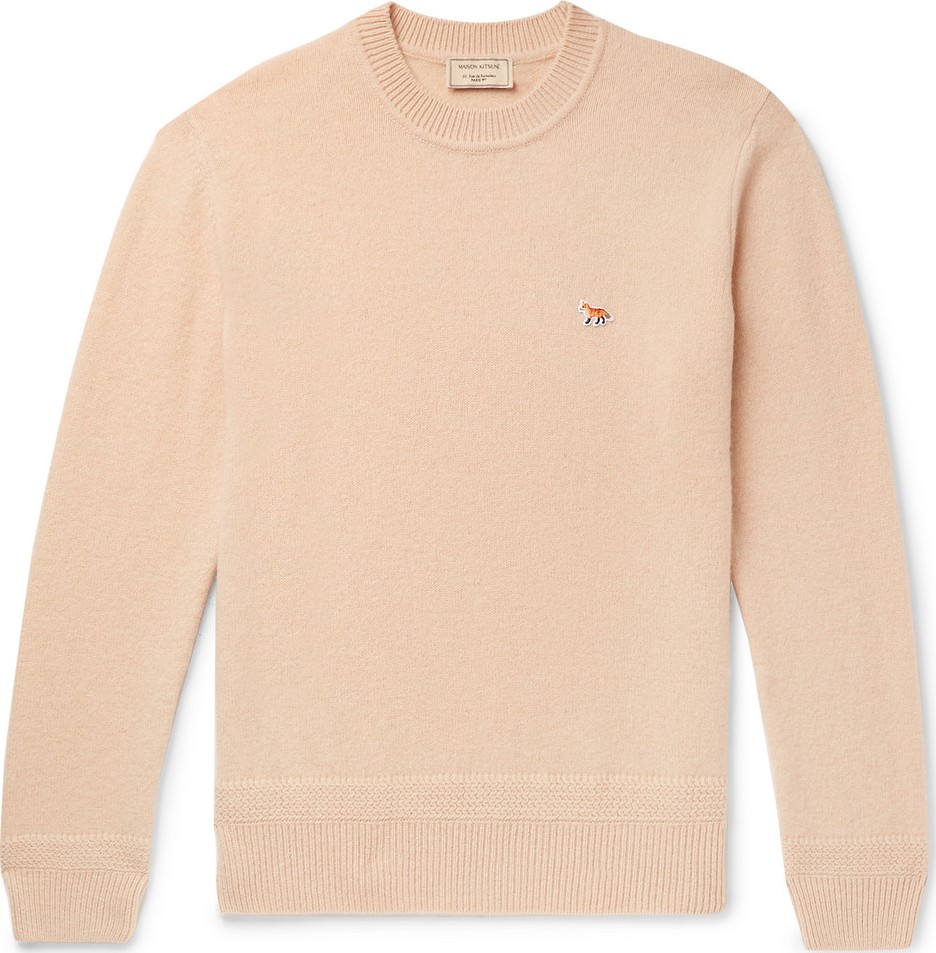 Maison Kitsune Logo-Appliquéd Wool Sweater