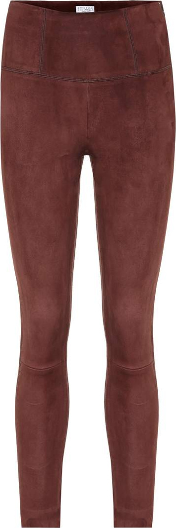 Brunello Cucinelli High-waisted suede leggings