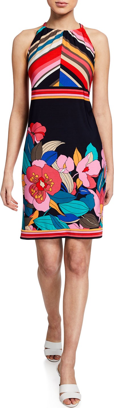 Trina Turk Vacaciones Jet Set Floral-Print Halter Dress