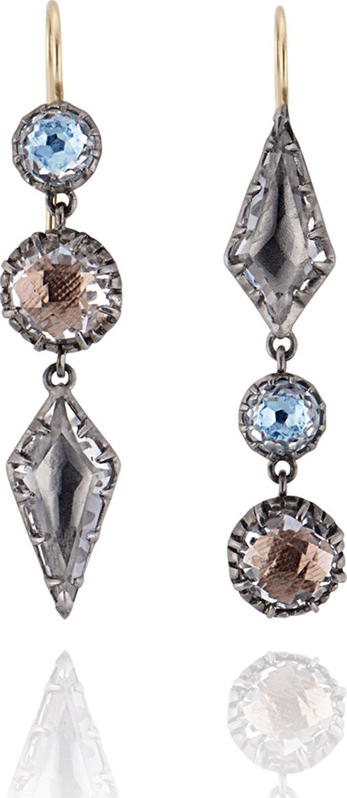 Larkspur & Hawk Sadie Mismatched Three-Drop Earrings in Riverstone Foil