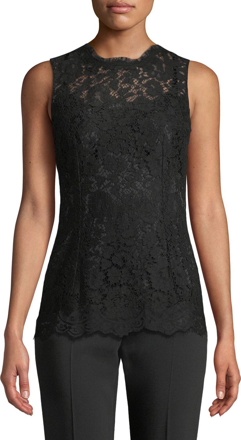 Dolce & Gabbana Crewneck Sleeveless Lace Shell Top