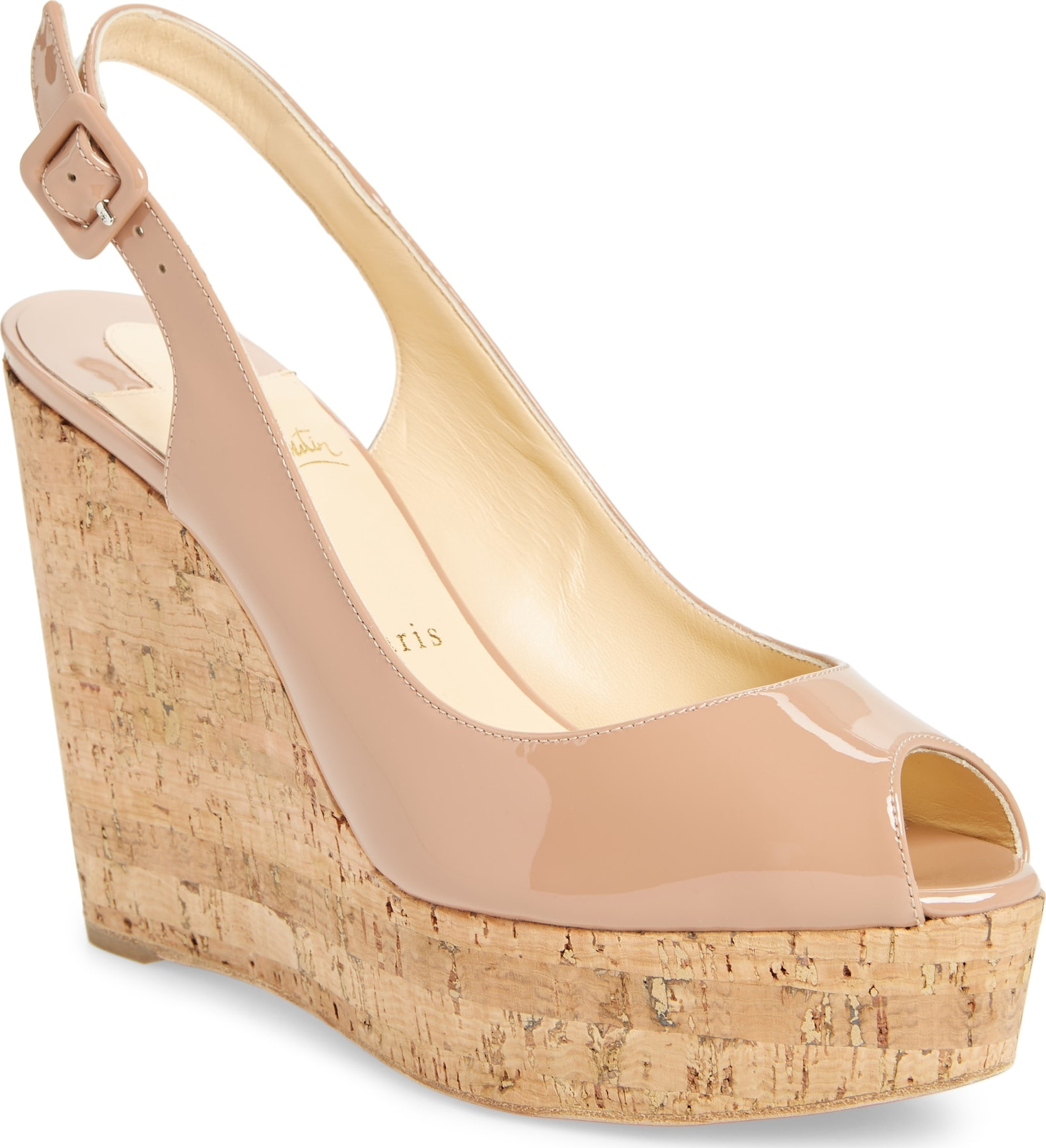 Christian Louboutin Une Plume Slingback Platform Wedge